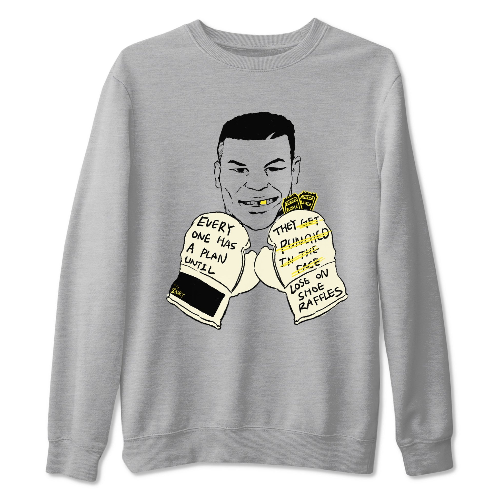 AJ4 Vivid Sulfur shirt to match jordans Everyone Has A Plan sneaker tees Air Jordan 4 Vivid Sulfur SNRT Sneaker Release Tees unisex cotton Heather Grey 2 crew neck shirt