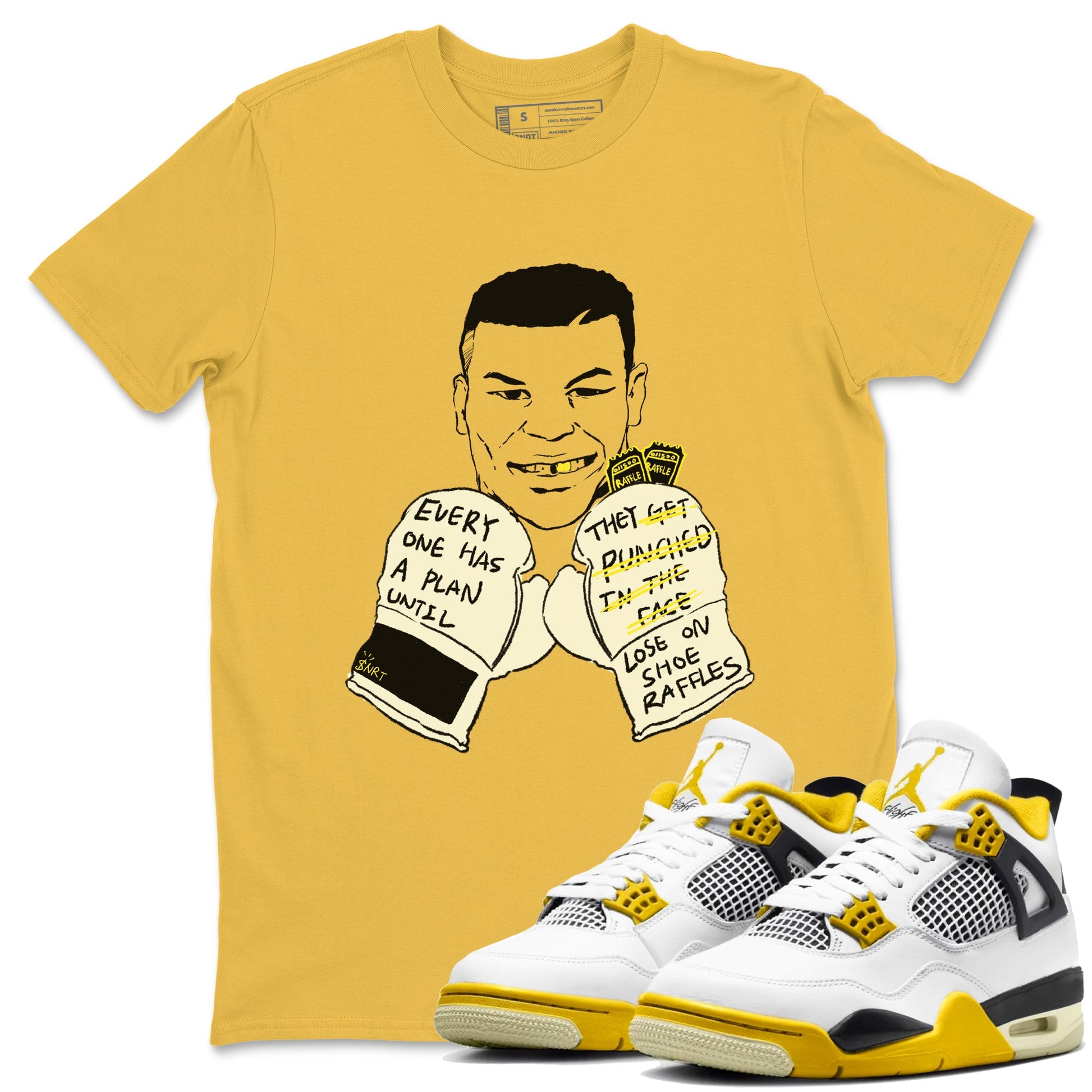 AJ4 Vivid Sulfur shirt to match jordans Everyone Has A Plan sneaker tees Air Jordan 4 Vivid Sulfur SNRT Sneaker Release Tees unisex cotton Daisy 1 crew neck shirt
