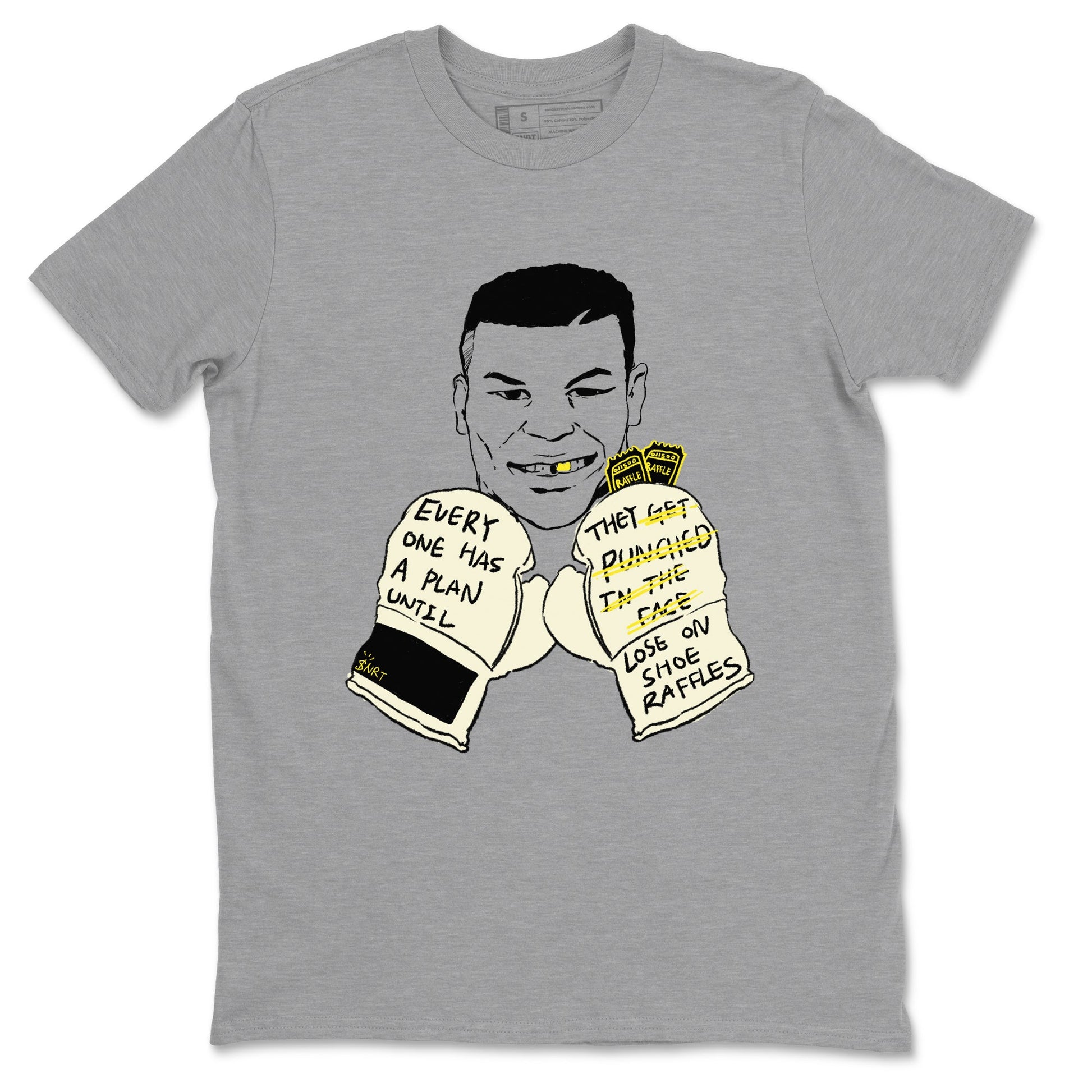 AJ4 Vivid Sulfur shirt to match jordans Everyone Has A Plan sneaker tees Air Jordan 4 Vivid Sulfur SNRT Sneaker Release Tees unisex cotton Heather Grey 2 crew neck shirt