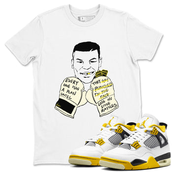 AJ4 Vivid Sulfur shirt to match jordans Everyone Has A Plan sneaker tees Air Jordan 4 Vivid Sulfur SNRT Sneaker Release Tees unisex cotton White 1 crew neck shirt