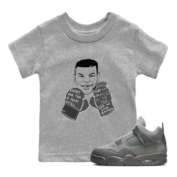 4s Wet Cement shirts to match jordans Everyone Has A Plan sneaker match tees Air Jordan 4 Wet Cement SNRT Sneaker Release Tees Youth Baby Heather Grey 1 crew neck shirts