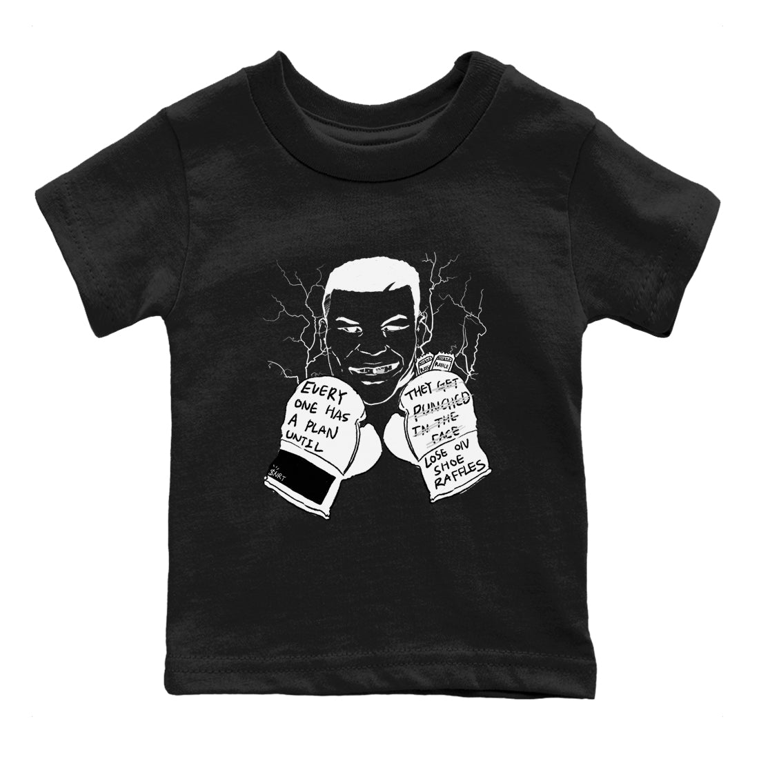 4s White Thunder shirts to match jordans Everyone Has A Plan sneaker match tees Air Jordan 4 White Thunder SNRT Sneaker Release Tees Youth Baby Black 2 crew neck shirts