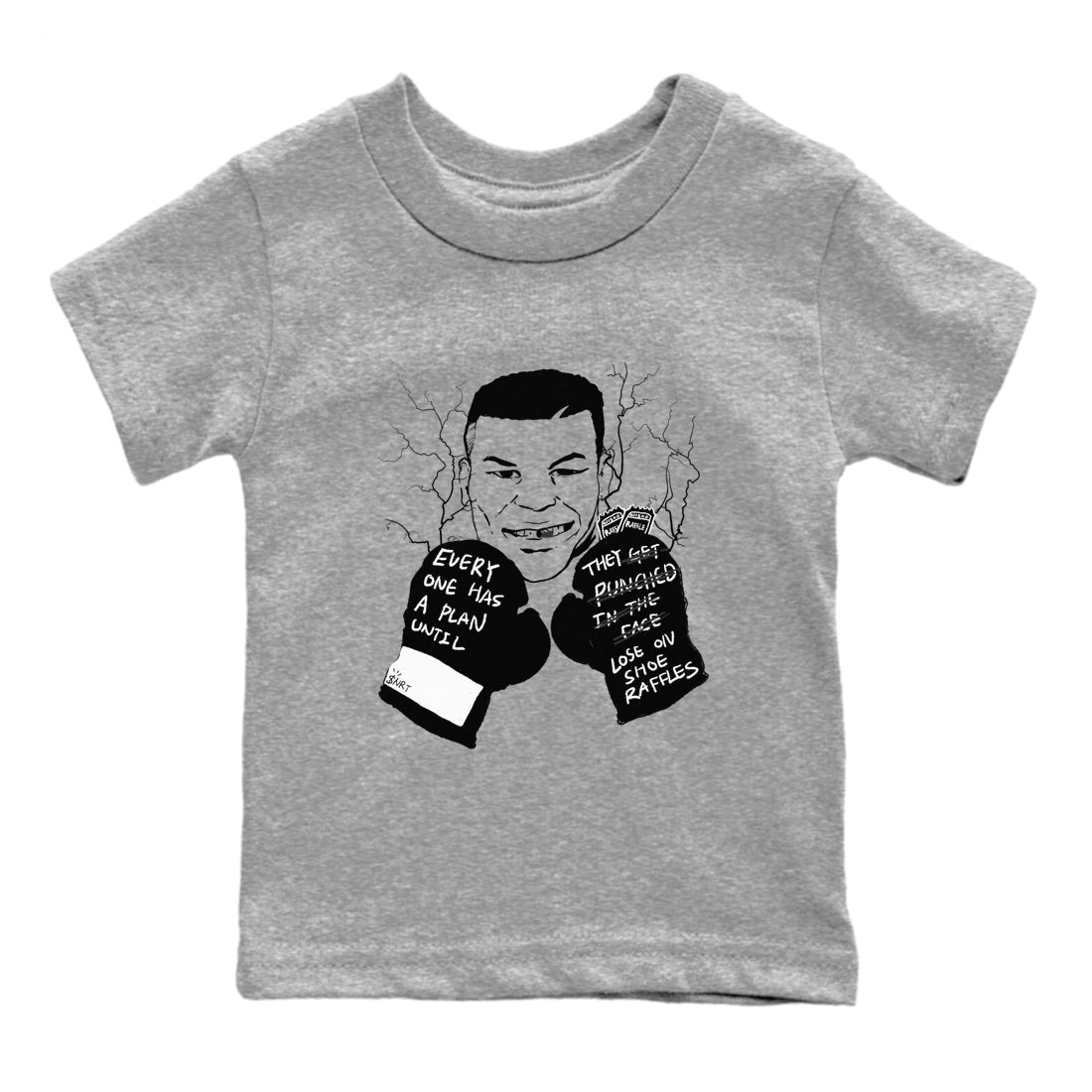 4s White Thunder shirts to match jordans Everyone Has A Plan sneaker match tees Air Jordan 4 White Thunder SNRT Sneaker Release Tees Youth Baby Heather Grey 2 crew neck shirts