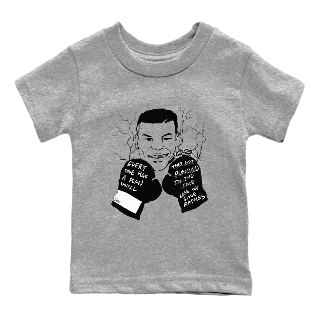 4s White Thunder shirts to match jordans Everyone Has A Plan sneaker match tees Air Jordan 4 White Thunder SNRT Sneaker Release Tees Youth Baby Heather Grey 2 crew neck shirts