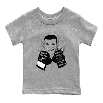 4s White Thunder shirts to match jordans Everyone Has A Plan sneaker match tees Air Jordan 4 White Thunder SNRT Sneaker Release Tees Youth Baby Heather Grey 2 crew neck shirts