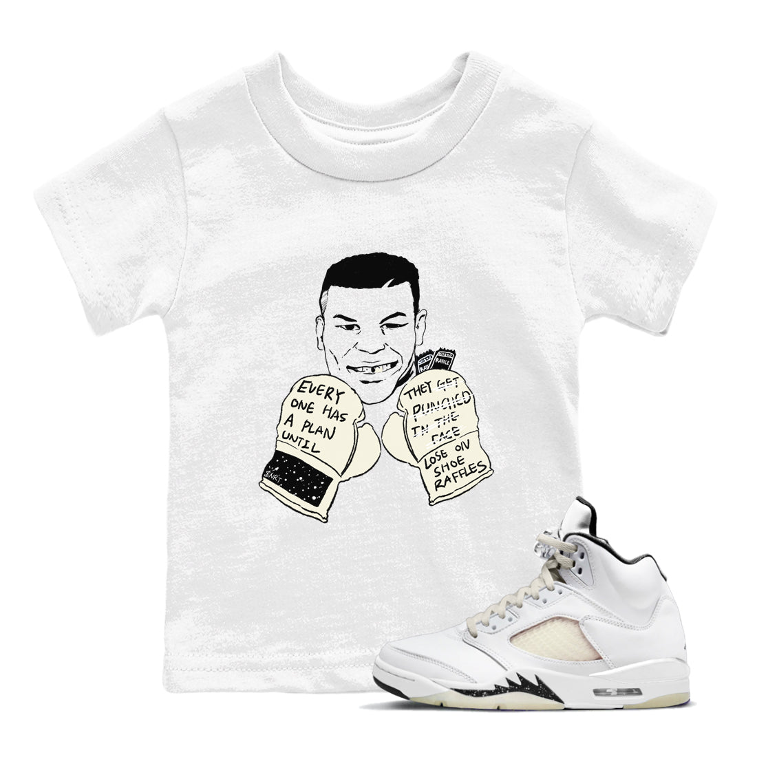 AJ5 Sail shirt to match jordans Everyone Has A Plan sneaker tees Air Jordan 5 SE Sail SNRT sneaker release tees baby toddler White 1 cotton Shirt
