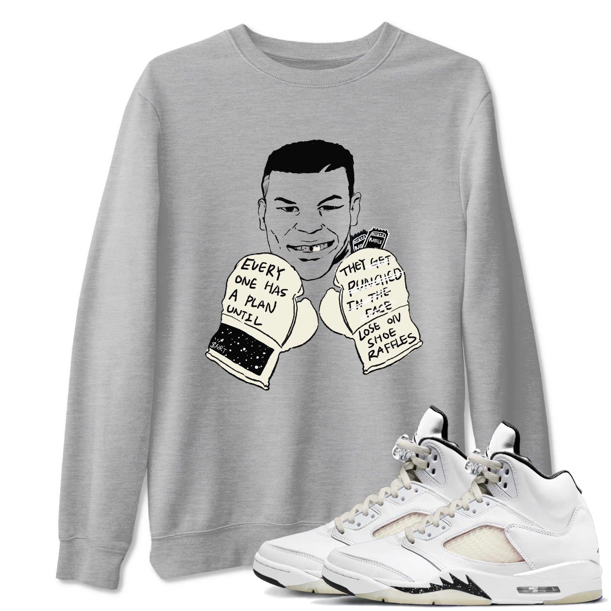 AJ5 Sail shirt to match jordans Everyone Has A Plan sneaker tees Air Jordan 5 Sail SNRT Sneaker Release Tees unisex cotton Heather Grey 1 crew neck shirt