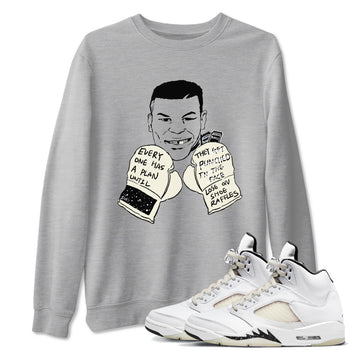 AJ5 Sail shirt to match jordans Everyone Has A Plan sneaker tees Air Jordan 5 Sail SNRT Sneaker Release Tees unisex cotton Heather Grey 1 crew neck shirt