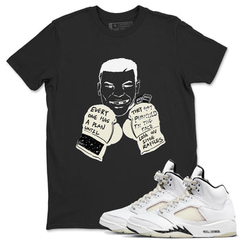 AJ5 Sail shirt to match jordans Everyone Has A Plan sneaker tees Air Jordan 5 Sail SNRT Sneaker Release Tees unisex cotton Black 1 crew neck shirt