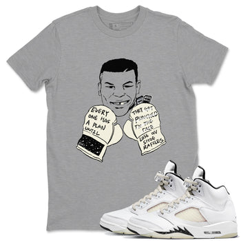 AJ5 Sail shirt to match jordans Everyone Has A Plan sneaker tees Air Jordan 5 Sail SNRT Sneaker Release Tees unisex cotton Heather Grey 1 crew neck shirt