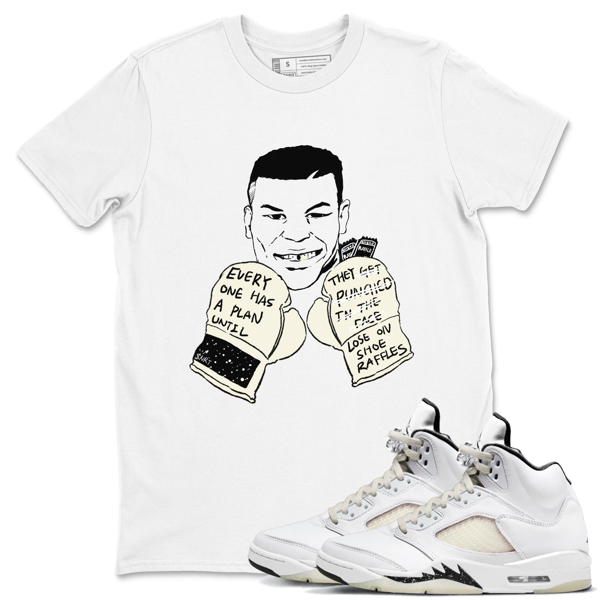 AJ5 Sail shirt to match jordans Everyone Has A Plan sneaker tees Air Jordan 5 Sail SNRT Sneaker Release Tees unisex cotton White 1 crew neck shirt