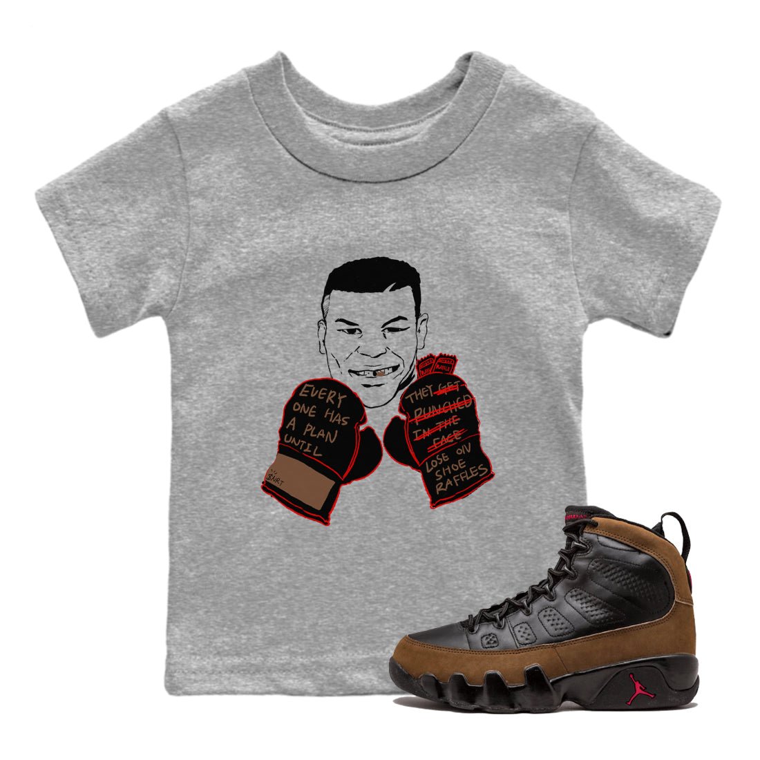 9s Olive shirts to match jordans Everyone Has A Plan sneaker match tees Air Jordan 9 Olive match shoes to clothes SNRT Sneaker Tees Youth Baby Heather Grey 1 tee