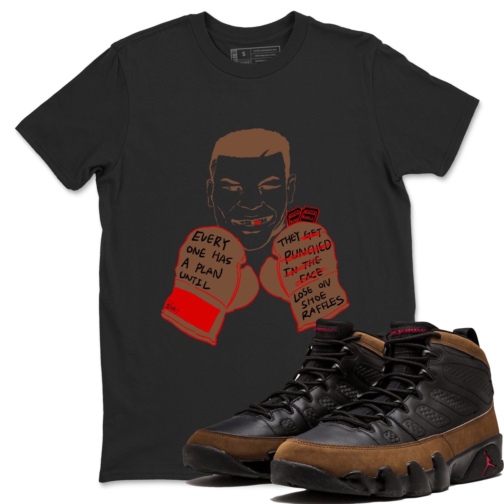 9s Olive shirts to match jordans Everyone Has A Plan sneaker match tees Air Jordan 9 Olive match shoes to clothes SNRT Sneaker Tees unisex cotton Black 1 shirts