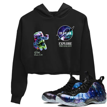 Foams One Galaxy shirts to match jordans Explore The Galaxy best t shirts to wear with jordans Air Foamposite One Galaxy match shoes to clothes SNRT Sneaker Tees unisex cotton Black 1 crop tee