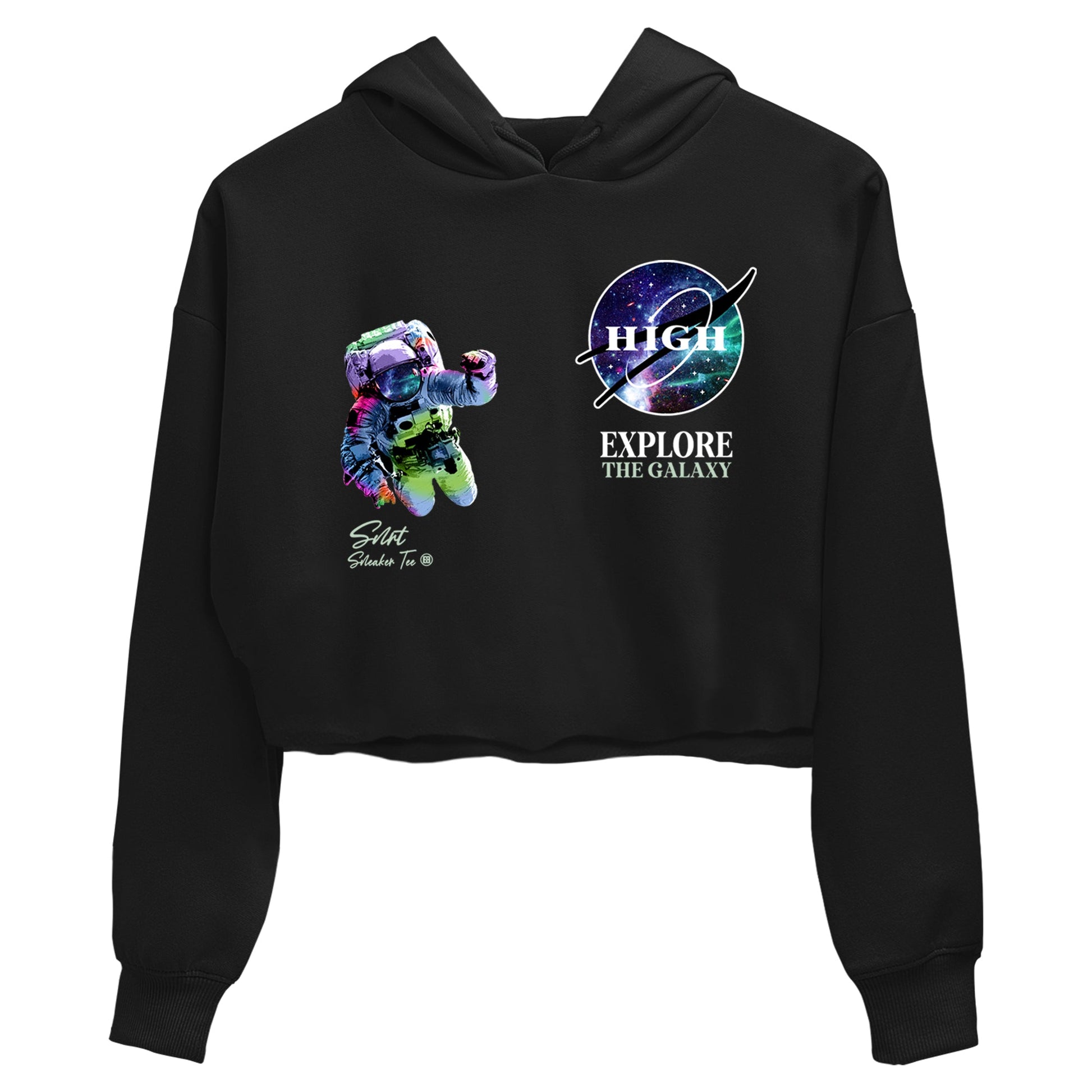 Foams One Galaxy shirts to match jordans Explore The Galaxy best t shirts to wear with jordans Air Foamposite One Galaxy match shoes to clothes SNRT Sneaker Tees unisex cotton Black 2 crop tee