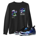 Foams One Galaxy shirts to match jordans Explore The Galaxy best t shirts to wear with jordans Air Foamposite One Galaxy match shoes to clothes SNRT Sneaker Tees unisex cotton Black 1 shirts