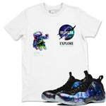 Foams One Galaxy shirts to match jordans Explore The Galaxy best t shirts to wear with jordans Air Foamposite One Galaxy match shoes to clothes SNRT Sneaker Tees unisex cotton White 1 shirts