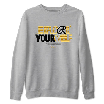 Air Jordan 1 High OG Black Metallic Gold shirts to match jordans Explore Yourself sneaker match tees Air Jordan 1 Retrp Black Metallic Gold Sneaker Shirts SNRT Sneaker Tees streetwear brand Heather Grey 2 unisex cotton tee