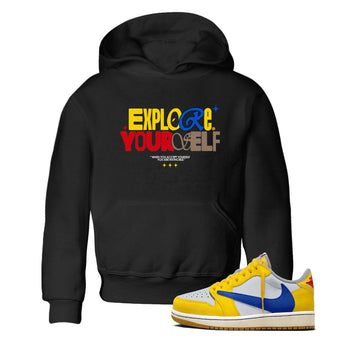 Air Jordan 1 Low Travis Scott Canary shirts to match jordans Explore Yourself sneaker match tees AJ1 Travis Scott Canary SNRT Sneaker release tees baby toddler Black 1 cotton Shirt
