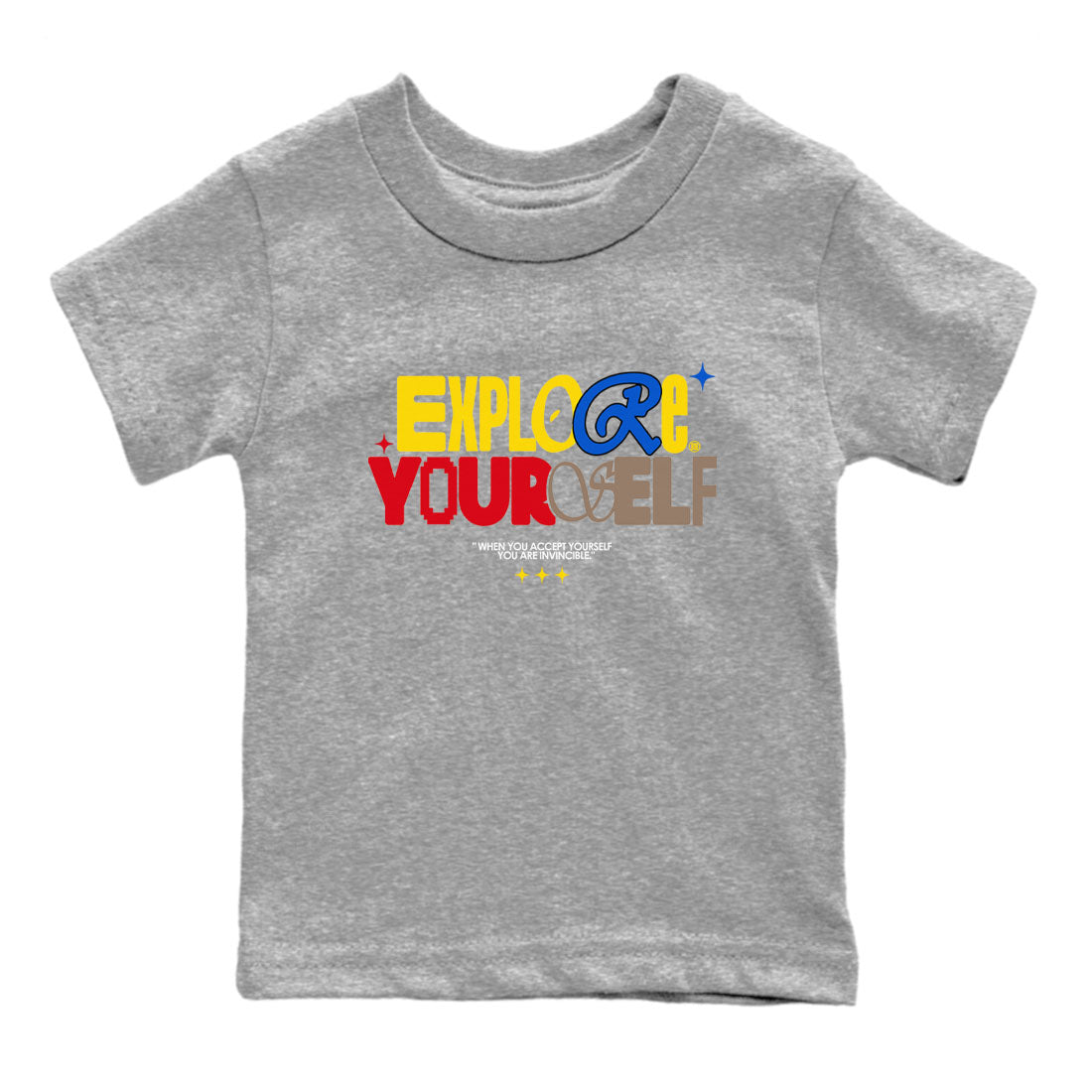 Air Jordan 1 Low Travis Scott Canary shirts to match jordans Explore Yourself sneaker match tees AJ1 Travis Scott Canary SNRT Sneaker release tees baby toddler Heather Grey 2 cotton Shirt