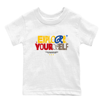 Air Jordan 1 Low Travis Scott Canary shirts to match jordans Explore Yourself sneaker match tees AJ1 Travis Scott Canary SNRT Sneaker release tees baby toddler White 2 cotton Shirt