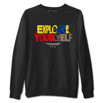 Air Jordan 1 Low Travis Scott Canary shirts to match jordans Explore Yourself sneaker match tees AJ1 Travis Scott Canary SNRT Sneaker Release Tees unisex cotton Black 2 crew neck shirt