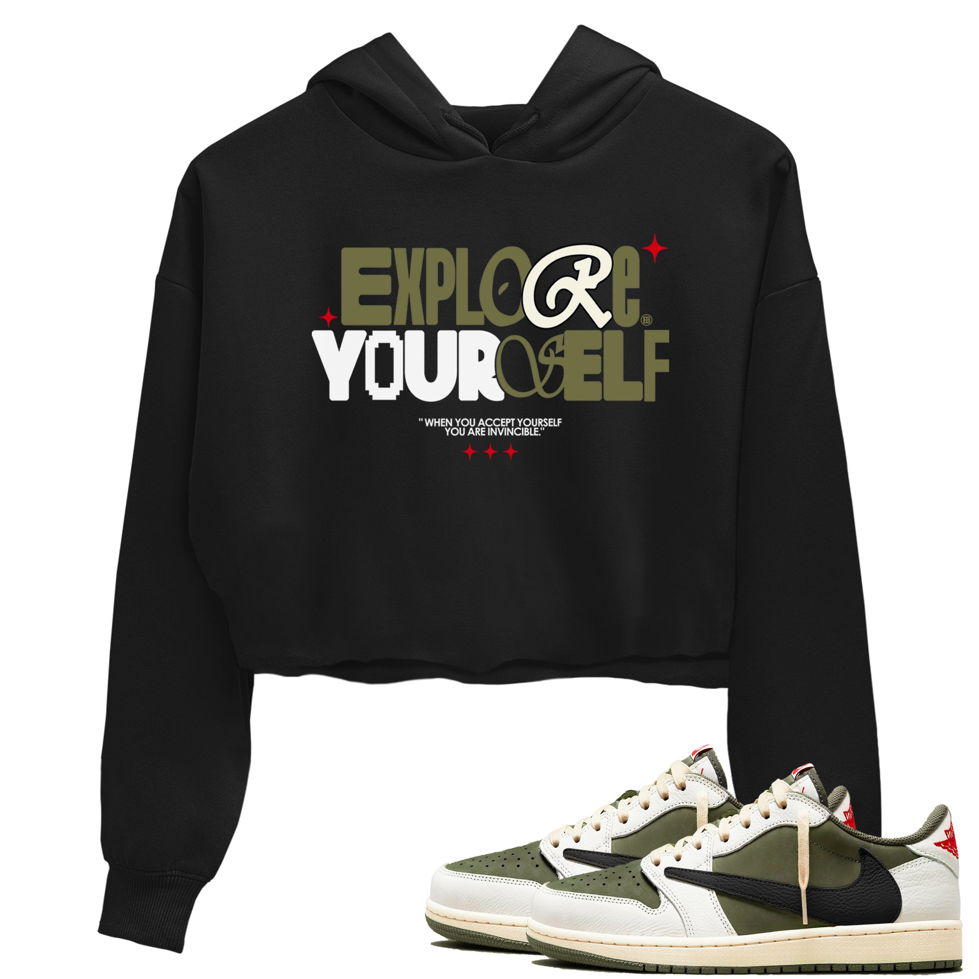 Explore Yourself SNRT Sneaker Women's Top - Air Jordan 1 Travis Scott Medium Olive - SNRT Sneaker T-shirts