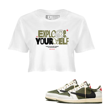 Explore Yourself SNRT Sneaker Women's Top - Air Jordan 1 Travis Scott Medium Olive - SNRT Sneaker T-shirts