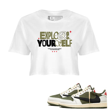 AJ1 Travis Scott Medium Olive shirts to match jordans Explore Yourself sneaker match tees Air Jordan 1 Travis Scott Medium Olive SNRT Sneaker Tees streetwear brand