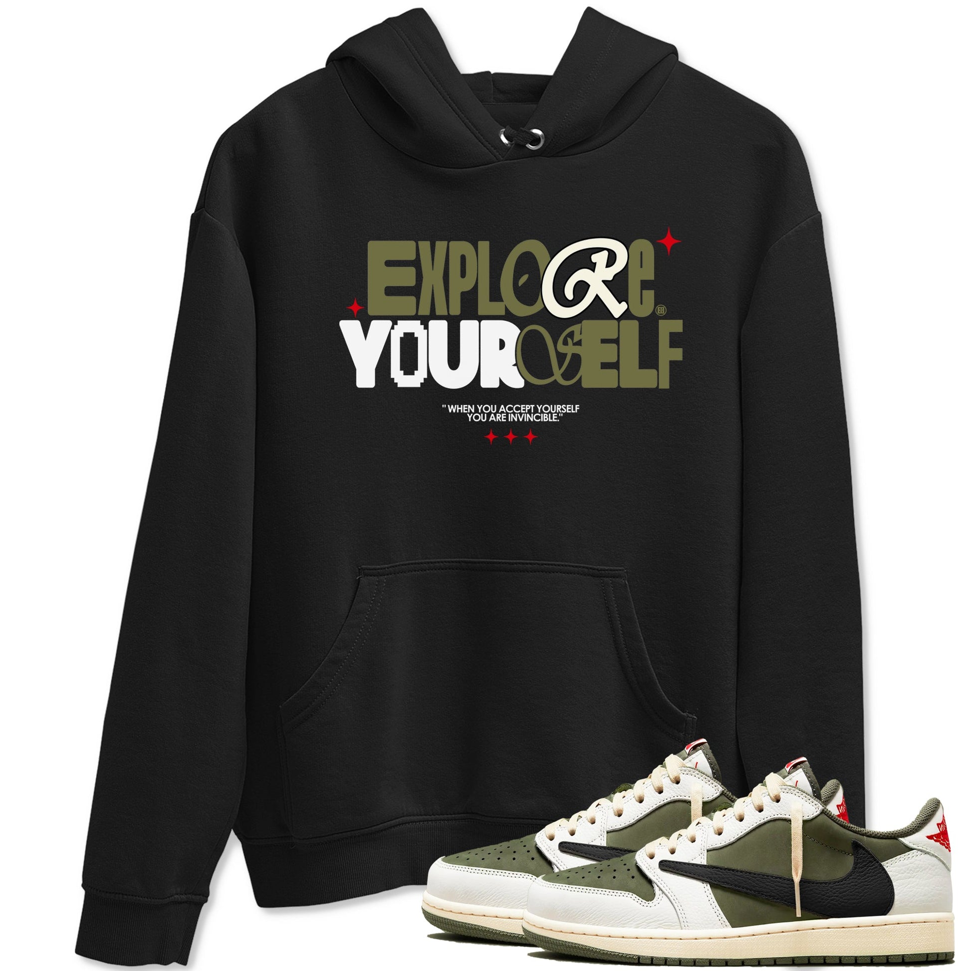 AJ1 Travis Scott Medium Olive shirts to match jordans Explore Yourself sneaker match tees Air Jordan 1 Travis Scott Medium Olive SNRT Sneaker Tees streetwear brand