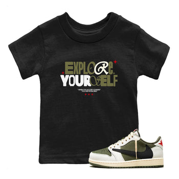 AJ1 Travis Scott Medium Olive shirts to match jordans Explore Yourself sneaker match tees Air Jordan 1 Travis Scott Medium Olive SNRT Sneaker Tees streetwear brand