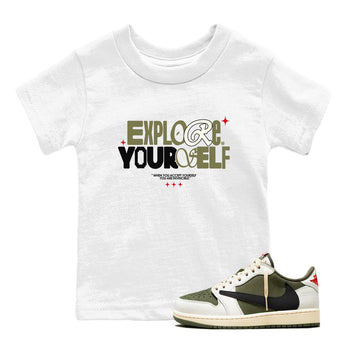 AJ1 Travis Scott Medium Olive shirts to match jordans Explore Yourself sneaker match tees Air Jordan 1 Travis Scott Medium Olive SNRT Sneaker Tees streetwear brand