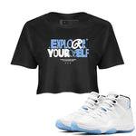 11s Legend Blue shirts to match jordans Explore Yourself sneaker match tees Air Jordan 11 Legend Blue SNRT Sneaker Release Tees unisex cotton Black 1 Crop Shirts