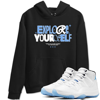 11s Legend Blue shirts to match jordans Explore Yourself sneaker match tees Air Jordan 11 Legend Blue SNRT Sneaker Release Tees unisex cotton Black 1 crew neck shirts