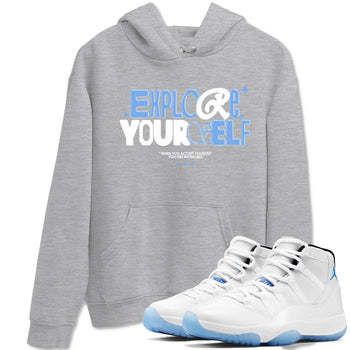 11s Legend Blue shirts to match jordans Explore Yourself sneaker match tees Air Jordan 11 Legend Blue SNRT Sneaker Release Tees unisex cotton Heather Grey 1 crew neck shirts