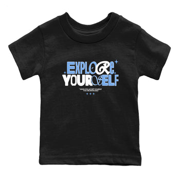 11s Legend Blue shirts to match jordans Explore Yourself sneaker match tees Air Jordan 11 Legend Blue SNRT Sneaker Release Tees Youth Baby Black 2 crew neck shirts