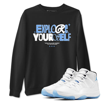 11s Legend Blue shirts to match jordans Explore Yourself sneaker match tees Air Jordan 11 Legend Blue SNRT Sneaker Release Tees unisex cotton Black 1 crew neck shirts
