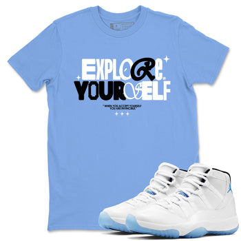 11s Legend Blue shirts to match jordans Explore Yourself sneaker match tees Air Jordan 11 Legend Blue SNRT Sneaker Release Tees unisex cotton Carolina Blue 1 crew neck shirts