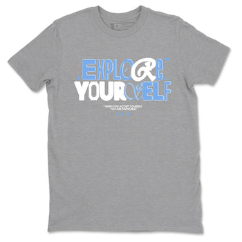 11s Legend Blue shirts to match jordans Explore Yourself sneaker match tees Air Jordan 11 Legend Blue SNRT Sneaker Release Tees unisex cotton Heather Grey 2 crew neck shirts