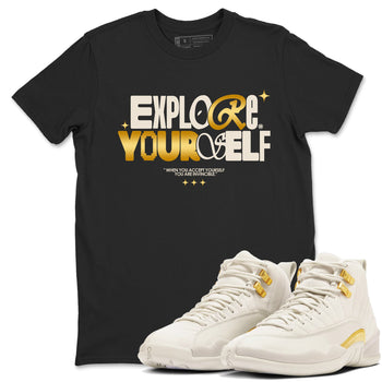 12s Phantom shirts to match jordans Explore Yourself sneaker match tees Air Jordan 12 WMNS Phantom match shoes to clothes SNRT Sneaker Tees unisex cotton Black 1 shirts