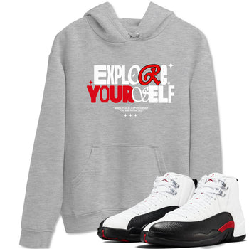 Air Jordan 12 Retro Taxi Flip shirts to match jordans Explore Yourself sneaker match tees 12s Red Taxi SNRT sneaker release Tees unisex cotton Heather Grey 1 crew neck shirt