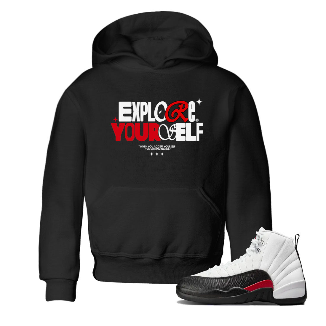Air Jordan 12 Retro Taxi Flip shirts to match jordans Explore Yourself sneaker match tees 12s Red Taxi SNRT sneaker release tees baby toddler Black 1 cotton Shirt