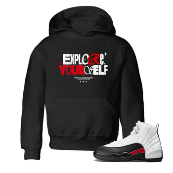 Air Jordan 12 Retro Taxi Flip shirts to match jordans Explore Yourself sneaker match tees 12s Red Taxi SNRT sneaker release tees baby toddler Black 1 cotton Shirt