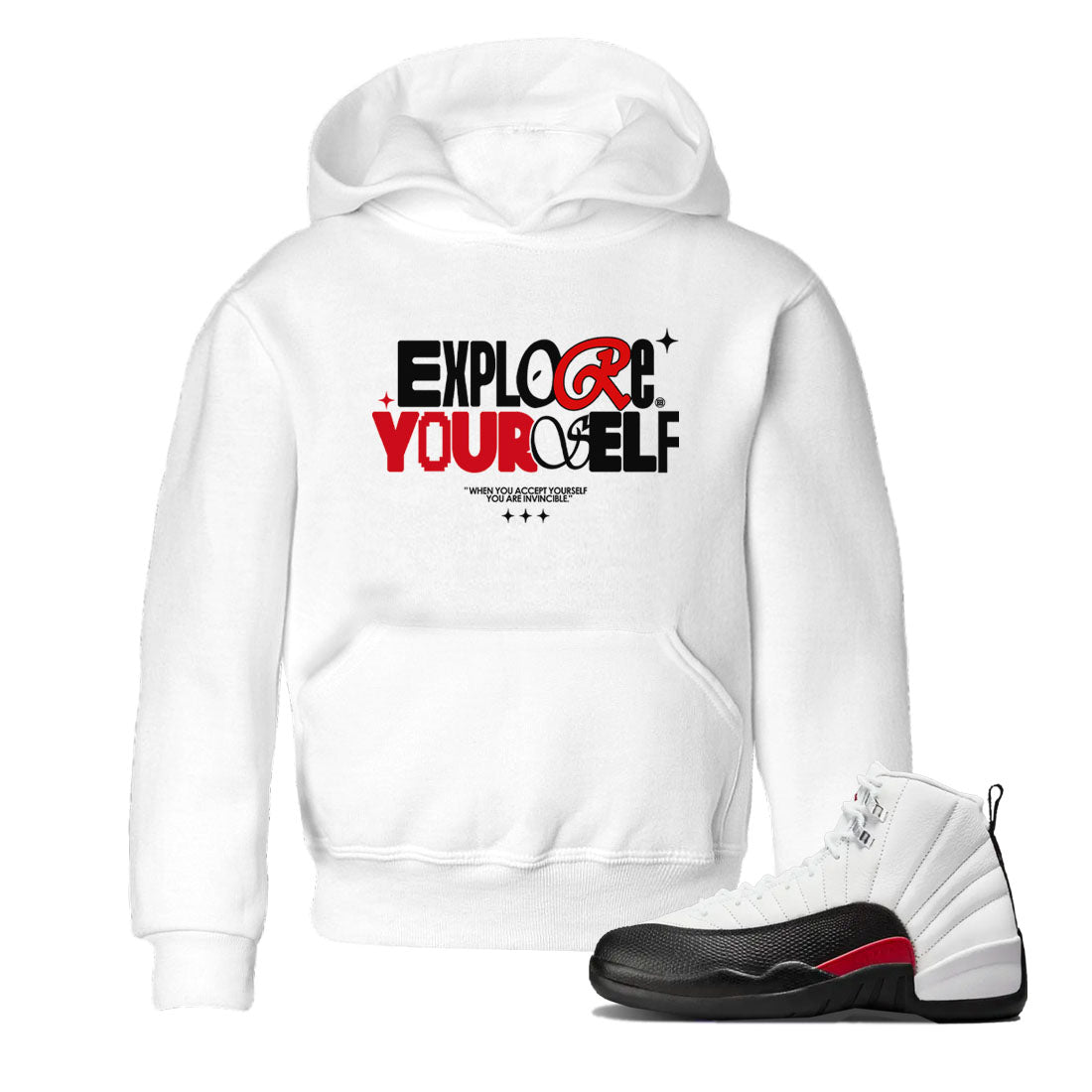 Air Jordan 12 Retro Taxi Flip shirts to match jordans Explore Yourself sneaker match tees 12s Red Taxi SNRT sneaker release tees baby toddler White 1 cotton Shirt