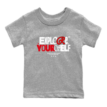 Air Jordan 12 Retro Taxi Flip shirts to match jordans Explore Yourself sneaker match tees 12s Red Taxi SNRT sneaker release tees baby toddler Heather Grey 2 cotton Shirt