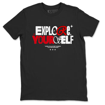 Air Jordan 12 Retro Taxi Flip shirts to match jordans Explore Yourself sneaker match tees 12s Red Taxi SNRT sneaker release Tees unisex cotton Black 2 crew neck shirt