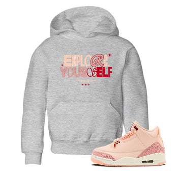 Air Jordan 3 "Treat Yourself" Washed Coral shirts to Special Valentine's Day Explore Yourself sneaker match tees Jordan 3 Valentine's Day best t shirts to wear with jordans SNRT Sneaker Tees Youth Baby Heather Grey 1 tee