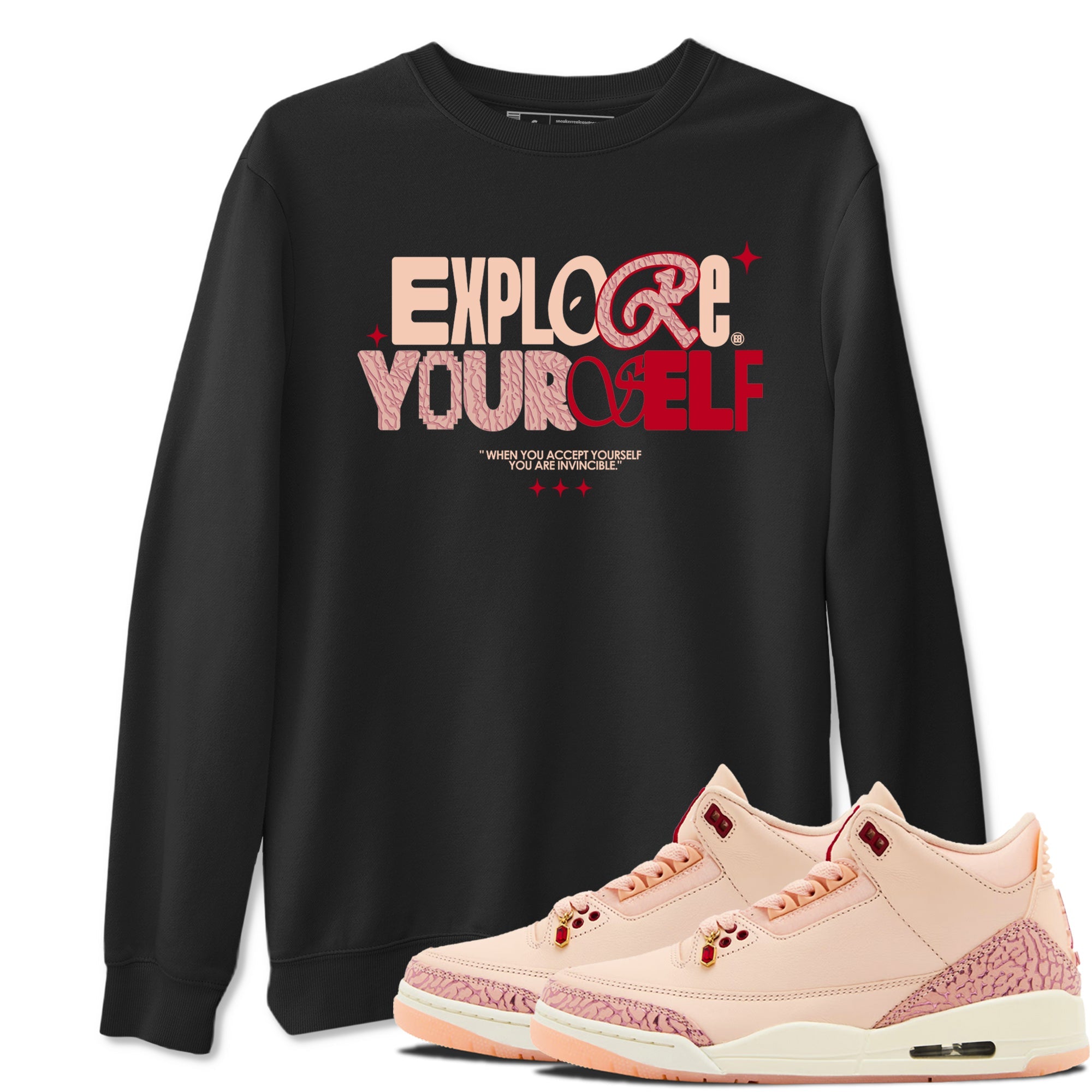 Air Jordan 3 "Treat Yourself" Washed Coral shirts to Special Valentine's Day Explore Yourself sneaker match tees Jordan 3 Valentine's Day best t shirts to wear with jordans SNRT Sneaker Tees Graphic Tee Black 1 shirts