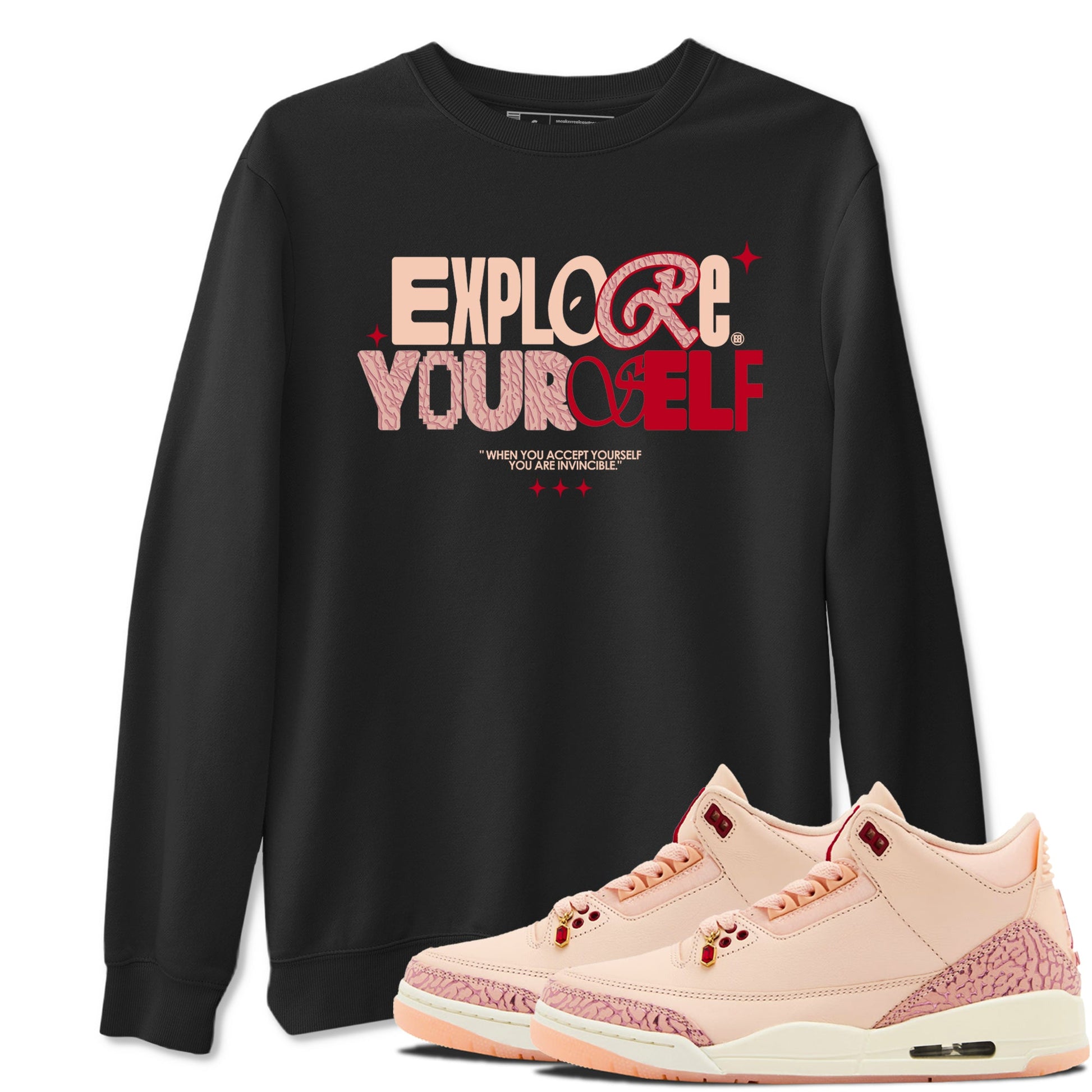 Air Jordan 3 "Treat Yourself" Washed Coral shirts to Special Valentine's Day Explore Yourself sneaker match tees Jordan 3 Valentine's Day best t shirts to wear with jordans SNRT Sneaker Tees Graphic Tee Black 1 shirts