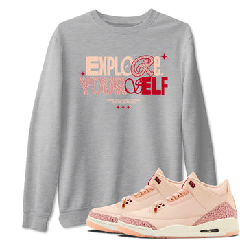 Air Jordan 3 "Treat Yourself" Washed Coral shirts to Special Valentine's Day Explore Yourself sneaker match tees Jordan 3 Valentine's Day best t shirts to wear with jordans SNRT Sneaker Tees Graphic Tee Heather Grey 1 shirts